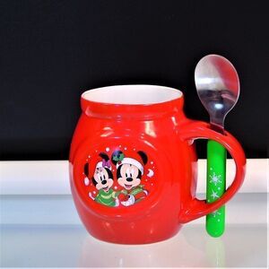 Disney Mickey and Minnie Christmas Mug Spoon Set